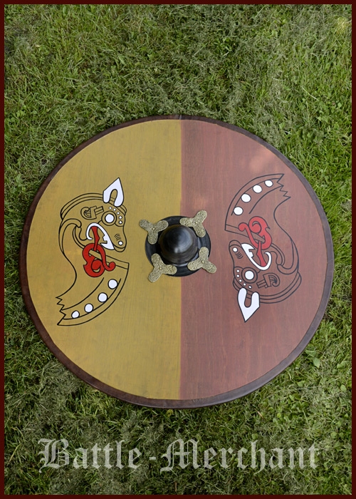 foto Viking Wooden Round Shield with Norse horse motif
